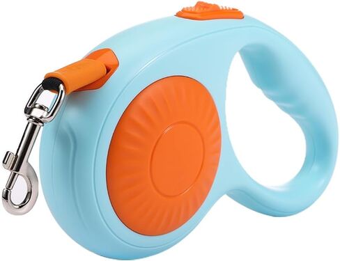 Retractable Dog Leash for Small Medium Dogs with Anti-Slip Soft Grip, 360° Tangle Free, Strong Nylon Tape, One-Handed Brake, Pause, Lock (Orange) in Kuwait