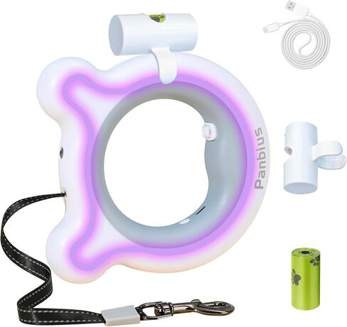 Pets 9.84ft Retractable Dog Leashes with LED Up to 66 lbs Anti-Slip Handle and 360°No Tangle Dogs Walking Leash with Built in Poop Bag for Small/Medium/Large Breeds (Pink) in Saudi Arabia