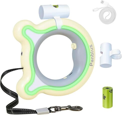 Pets 9.84ft Retractable Dog Leashes with LED Up to 66 lbs Anti-Slip Handle and 360°No Tangle Dogs Walking Leash with Built in Poop Bag for Small/Medium/Large Breeds (Pink) in Saudi Arabia