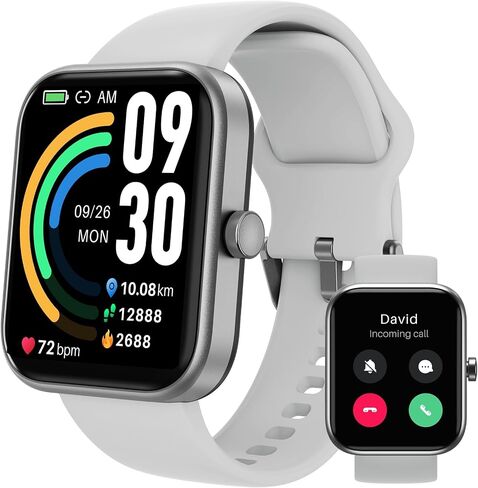 TOZO S3 Smart Watch for Men Women for iPhone ＆ Android, 1.83" Fitness Tracker Bluetooth Call [Answer/Make], IP68 Waterproof with Heart Rate/SpO2/Sleep Monitor, 100+ Sport Modes Black in Saudi Arabia