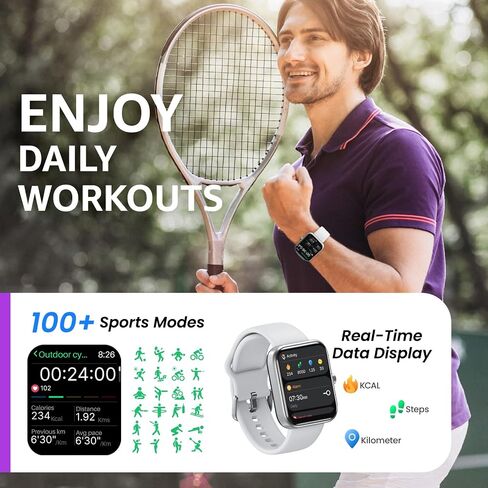 TOZO S3 Smart Watch for Men Women for iPhone ＆ Android, 1.83" Fitness Tracker Bluetooth Call [Answer/Make], IP68 Waterproof with Heart Rate/SpO2/Sleep Monitor, 100+ Sport Modes Black in Saudi Arabia