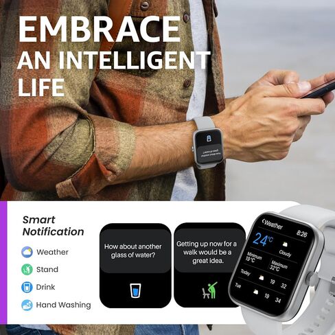 TOZO S3 Smart Watch for Men Women for iPhone ＆ Android, 1.83" Fitness Tracker Bluetooth Call [Answer/Make], IP68 Waterproof with Heart Rate/SpO2/Sleep Monitor, 100+ Sport Modes Black in Saudi Arabia