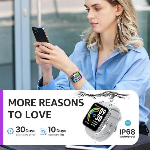 TOZO S3 Smart Watch for Men Women for iPhone ＆ Android, 1.83" Fitness Tracker Bluetooth Call [Answer/Make], IP68 Waterproof with Heart Rate/SpO2/Sleep Monitor, 100+ Sport Modes Black in Saudi Arabia