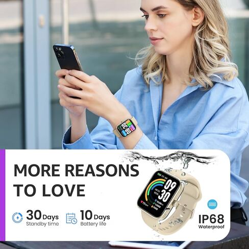 TOZO S3 Smart Watch for Men Women for iPhone ＆ Android, 1.83" Fitness Tracker Bluetooth Call [Answer/Make], IP68 Waterproof with Heart Rate/SpO2/Sleep Monitor, 100+ Sport Modes Black in Kuwait