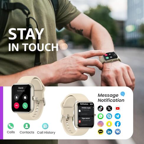 TOZO S3 Smart Watch for Men Women for iPhone ＆ Android, 1.83" Fitness Tracker Bluetooth Call [Answer/Make], IP68 Waterproof with Heart Rate/SpO2/Sleep Monitor, 100+ Sport Modes Black in Kuwait