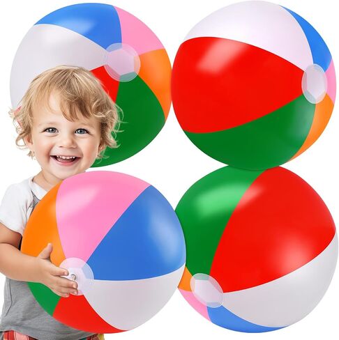 Beach Balls Bulk,4 Packs 20" BeachBalls Toddler Pool Toys Set,Beach Ball Party Favors,Beach Balls for Kids&Adults,Inflatable Yard Ball,Pool Party Decorations in Saudi Arabia