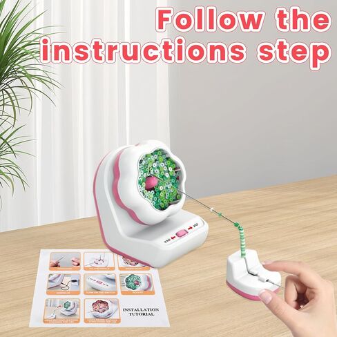 Electric Bead Spinner with Base,Automatically Clay Bead Spinner with 2 Needles Fast Beading Bead Spinner Machine Effortless Electric Bead Bowl Spinner for Jewelry Making DIY Bracelets Necklaces (Pink) in Kuwait