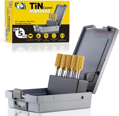 SA-1 5pcs الصلبة التنغستن كربيد لدغ القصدير ملف دوار شكل أسطواني قطع مزدوج لقمة ثقب طاحونة 1/4 بوصة قطر عرقوب والقاطع 5/8 بوصة طول القاطع in Kuwait