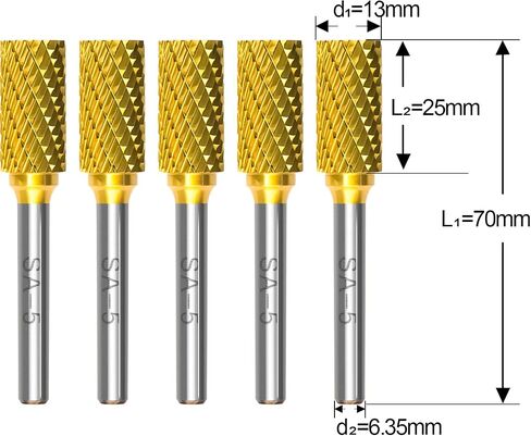 SA-1 5pcs الصلبة التنغستن كربيد لدغ القصدير ملف دوار شكل أسطواني قطع مزدوج لقمة ثقب طاحونة 1/4 بوصة قطر عرقوب والقاطع 5/8 بوصة طول القاطع in Kuwait