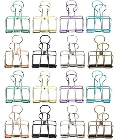 16PCS Multicolor Metal Wire Clips Hollow Out Paper Organizer Colorful Long Tail Binder Clips Metal Paper Clamps Binder Clips Decorative Tool for School Office Paperwork (M) in Kuwait