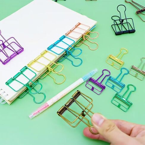 16PCS Multicolor Metal Wire Clips Hollow Out Paper Organizer Colorful Long Tail Binder Clips Metal Paper Clamps Binder Clips Decorative Tool for School Office Paperwork (M) in Kuwait
