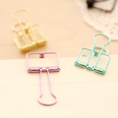 16PCS Multicolor Metal Wire Clips Hollow Out Paper Organizer Colorful Long Tail Binder Clips Metal Paper Clamps Binder Clips Decorative Tool for School Office Paperwork (M) in Kuwait