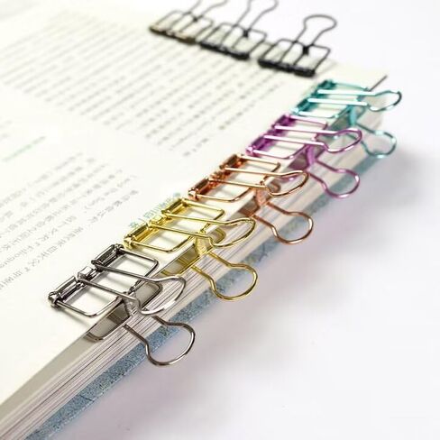 16PCS Multicolor Metal Wire Clips Hollow Out Paper Organizer Colorful Long Tail Binder Clips Metal Paper Clamps Binder Clips Decorative Tool for School Office Paperwork (M) in Kuwait