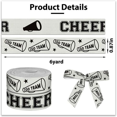 2 Rolls 5 Yards Sports Volleyball Ribbon for Crafting Sewing, 7/8 Inch Black White Grosgrain Ribbons for Gift Wrapping, Track Field Balls Ribbons for Hair Bow Cheerleader Accessories in Saudi Arabia