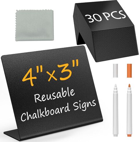MaxGear 15 PCS 4"x3" Mini Chalkboard Signs for Food, Reusable Drink & Food Labels for Buffet, Party and Bakery, L-Style Price Chalkboards with 2 Liquid Chalk Markers and 1 Rag in Saudi Arabia