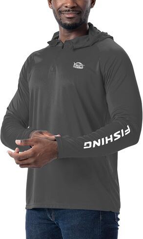 قميص Willit الرجالي ذو القلنسوة بعامل حماية من أشعة الشمس 50+ لصيد الأسماك بنصف سحاب وأكمام طويلة وعامل حماية من الشمس SPF للتنزه سيرًا على الأقدام خفيف الوزن in Kuwait