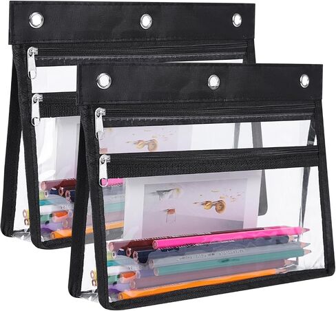 YoeeJob Pencil Pouch for 3 Ring Binder with 1.5 inch Expandable Large Capacity, 2 Pack Double Pockets Zipper Pencil Case, Binder Pouch for School Office Home in Saudi Arabia