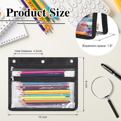 YoeeJob Pencil Pouch for 3 Ring Binder with 1.5 inch Expandable Large Capacity, 2 Pack Double Pockets Zipper Pencil Case, Binder Pouch for School Office Home in Saudi Arabia