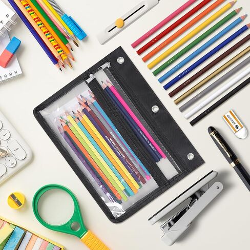 YoeeJob Pencil Pouch for 3 Ring Binder with 1.5 inch Expandable Large Capacity, 2 Pack Double Pockets Zipper Pencil Case, Binder Pouch for School Office Home in Saudi Arabia