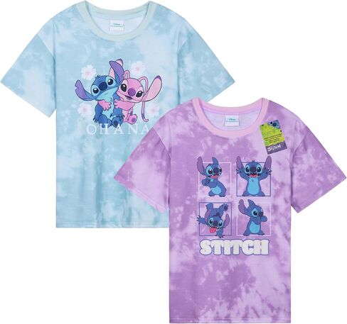 Disney Stitch Girls Short Sleeve T-Shirts Soft Breathable Pack of 2 Stitch Gifts in Saudi Arabia