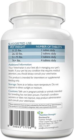 Vitamin D for Dogs with Calcium, Magnesium and Zinc to Support Strong Teeth, Bones and Muscles, Promote Mineral Metabolism and a Healthy Immune Function, 120 Chewable Tablets in Kuwait