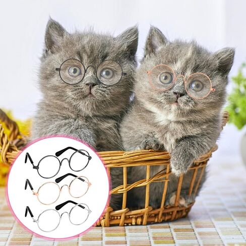 6 Pairs Doll Glasses Metal Wire Rim Clear Lens Small Eyewear Fabric Doll Dress Up Eyeglasses Retro Mini Sunglasses for Dolls Pets Costume Accessories Cosplay in Kuwait