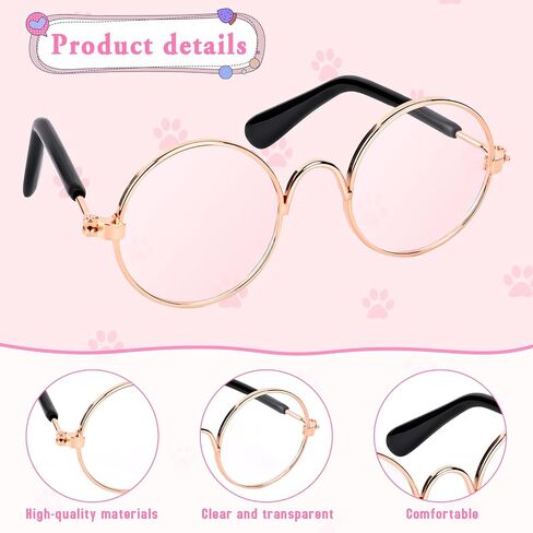 6 Pairs Doll Glasses Metal Wire Rim Clear Lens Small Eyewear Fabric Doll Dress Up Eyeglasses Retro Mini Sunglasses for Dolls Pets Costume Accessories Cosplay in Kuwait