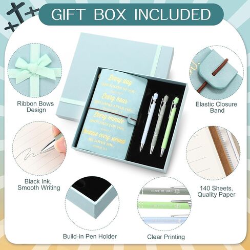 7 Pcs Mother's Day Gifts Christian Gifts for Women Men Prayer Journal Thank You Gift for Coworker Teacher Graduation Bible Keychain Bookmark Religious Journal Ballpoint Pen with Box(Teal) in Kuwait