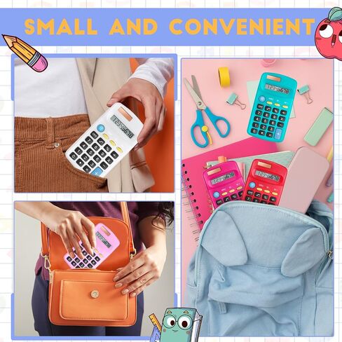 36 Packs Pocket Size Mini Blue Calculator Basic Calculators for Handheld Angled Students 8 Digit Display Solar Battery Dual Power Small Calculator for Students Kids Home Office in Kuwait