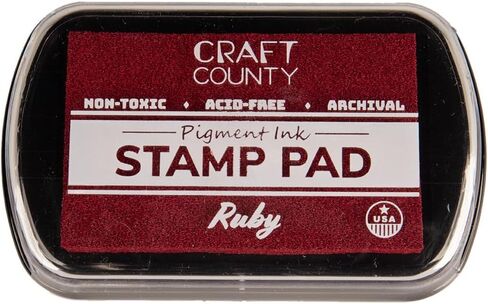Craft Craft County Pigment Ink Stamp - لوحة حبر قابلة لإعادة التعبئة بأكثر من 15 لونًا - حواف مرتفعة للطوابع الأكبر - الأسود in Kuwait