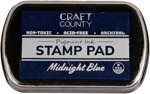 Craft Craft County Pigment Ink Stamp - لوحة حبر قابلة لإعادة التعبئة بأكثر من 15 لونًا - حواف مرتفعة للطوابع الأكبر - الأسود in Kuwait