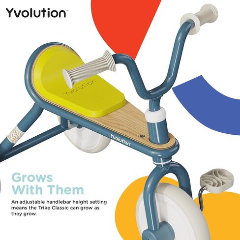 Yvolution Classic Trike Kids Tricycle from 18 Months to 3 Years Old, Retro Feeling, Puncture-Proof Wheels (Blue) in Saudi Arabia