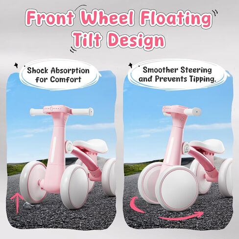 Ridego Colorful Lighting Baby Balance Bike for 1 Year Old Girls Gifts,Toddler Toys for 12-24 Month with Music,4 Silence Wheels Baby Walker,Toddler First Bike for 12-24 Month Birthday Toys Gifts in Saudi Arabia
