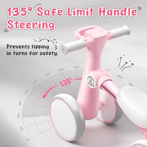 Ridego Loving Lighting Baby Balance Bike Pike for 1 Year Girls Gifts ، Toddler Toys لمدة 12-24 شهرًا مع الموسيقى ، و 4 عجلات صمت Walker Walker ، Toddler First Bike for 12-24 Montr in Kuwait