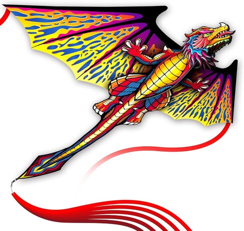 3D Red Pterosaur Kite للأولاد والبالغين يسهل الطيران ، رحلة شاطئية في الهواء الطلق سلسلة خط واحد مع الذيل ، شاطئ الطائرات الورقية للأنشطة العائلية في الهواء الطلق in Kuwait