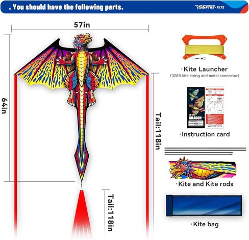 3D Red Pterosaur Kite للأولاد والبالغين يسهل الطيران ، رحلة شاطئية في الهواء الطلق سلسلة خط واحد مع الذيل ، شاطئ الطائرات الورقية للأنشطة العائلية في الهواء الطلق in Kuwait
