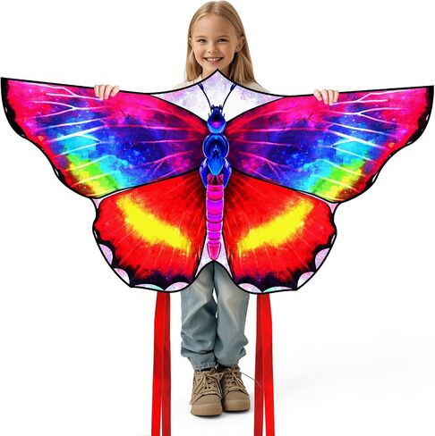 Large Butterfly Kite for Kids & Adults, 55" x 28" Easy to Fly Single Line Kite for Kids Ages 4-8, 8-12, Comes with 300 FT Kite String Handle in Saudi Arabia