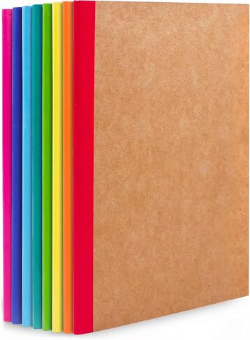 Feela 8 Pack Composion Notebooks Bulk ، Cover Kraft Coverned Coverned College College حكمت المجلات السفر بالتكوين مع أعمال قوس قزح للطلاب ، 60 صفحة ، 8.3 "× 5.5" ، A5 ، 8 ألوان in Kuwait