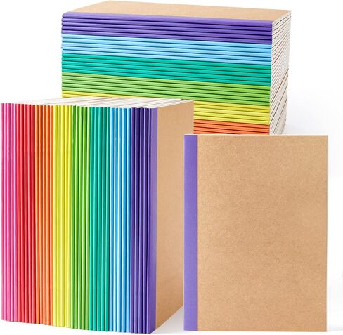 Feela 8 Pack Composion Notebooks Bulk ، Cover Kraft Coverned Coverned College College حكمت المجلات السفر بالتكوين مع أعمال قوس قزح للطلاب ، 60 صفحة ، 8.3 "× 5.5" ، A5 ، 8 ألوان in Kuwait