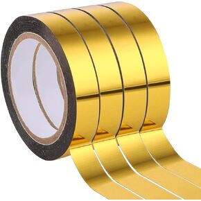 شريط ذهبي ، 4 لفات الشريط الذهب Washi شريط 0.5 '× 164 قدم ، شريط رقائق ذهبية ، شريط ذهبي مجموعة لشريط ديكور الجدار ، شريط القماش الذهبي للحرف اليدوية لإطار التلفزيون وربط مربع الهدايا (4 أجهزة كمبيوتر)
