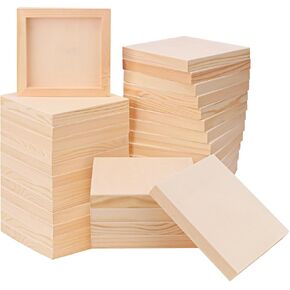 30 Pack Unfinished Wood Canvas Boards for Painting, 6 x 6 Inch Square Wooden Panels, Wood Panels Boards for Crafts and Painting, DIY Handicrafts, Home Decoration（Thickness 0.98 Inch）