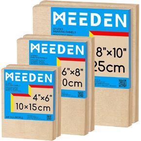 MEEDEN Unfinished Wood Canvas Kit: 1-1/2" Deep 6x8 9x12 Wooden Canvas Panel - 4 Pcs of Cradled Wood Art Boards for Pouring Art, Crafts, Painting