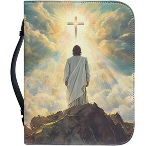 Retro Chinese Rose Hummingbird Print Bible Cover Pu Leather Bible Case for Women Men Portable Bible Bag with Zipper Pocket and Handle Book Carrying Case for Christian Prayer, 2XL
