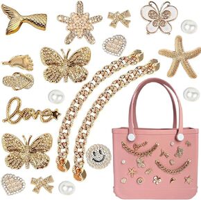 سحر لحقيبة Bogg Pearls الزهور لؤلؤ السلسلة لقواعد لحقيبة Bogg ببساطة حقيبة الشاطئ الجنوبية إكسسوارات سحر متوافق ، و insert حقيبة لؤلؤة لحقلة الشاطئ
