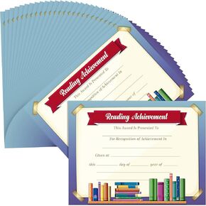 TENARE 60 PCS شهادات التعرف على الإنجازات 11 "× 8.5" شهادة الإنجاز لقراءة تخرج القراءة لإنجاز التخرج في تحصيل الاحتفالات.