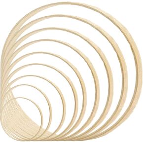 9pcs الخيزران الأزهار الأطواق ، Betterjonny الخشبية الماكرين الأطواق حلقة حلم الصياد حلقات الزفاف الزفاف حلقات الزفاف لزخارف المنزل الحرف اليدوية والحرف المعلقة الجدار (3/4/5/6/7/8/9/10/10/12IN)