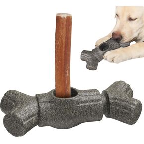 Pet Bully Stick Holder for Safe Chewing, Prevents Choking, Adjustable for Dogs, Easy to Use, Durable Food-Grade Material, Keeps Dogs Happy & Busy Brown