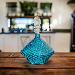 زجاجة العطور الفيروزية في 14 K الذهب | زجاجة العطر | زجاجة زجاج العطور القابلة لإعادة التعبئة | زجاجات زجاجية للزيوت الأساسية | فن زجاجي مصري | زجاجة زخرفية