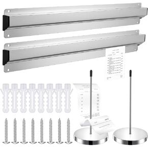 simarro 2Pcs Ticket Holder for Restaurants, 16 Inch No Drill Ticket Check Rack Order Receipt Holder Silver Kitchen Slide Check Rack with 2 Receipt Holder Spike for Kitchen, Cafes, Pubs, Bars