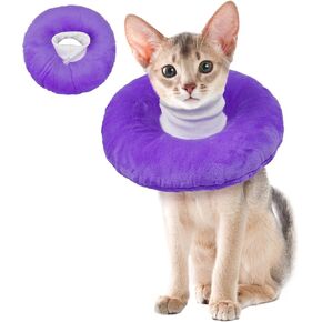 BRKURLEG Cat Recovery Collar Soft Cat Cones Pet Neck Protector Adjustable Kitten Cones to Stop Licking After Surgery Pet Elizabethan Collar for Cats Kittens, Purple, M